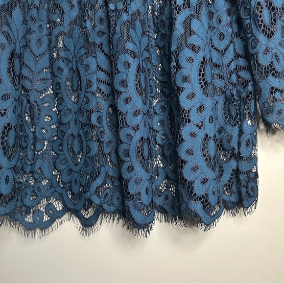 Lane Bryant Babydoll Tunic Top Women 16 Blue Lace Bell Sleeve Cottagecore Fairy - Picture 9 of 13